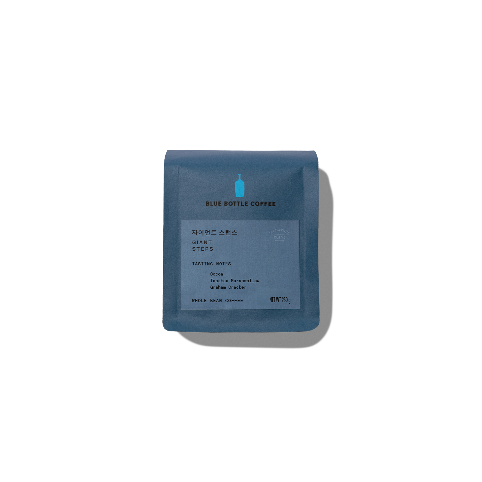 Blue Bottle Giant Steps Korean whole-bean pack, shown as an identity image; US pack differs